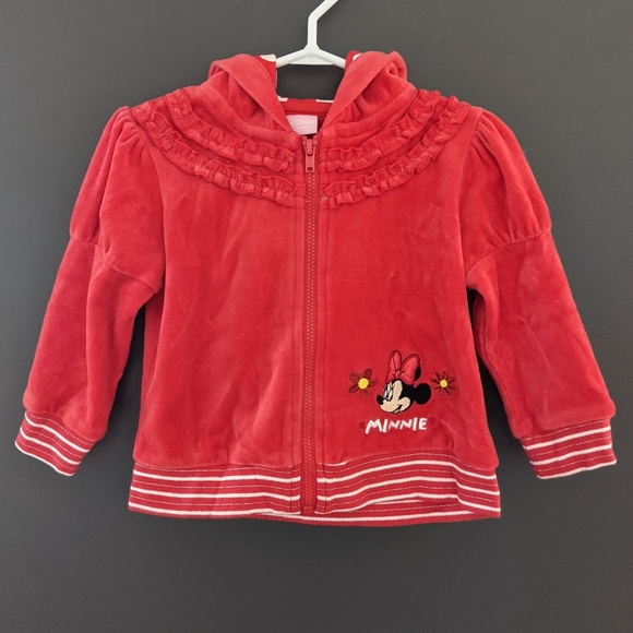 Minnie Mouse red velour zip up hoodie